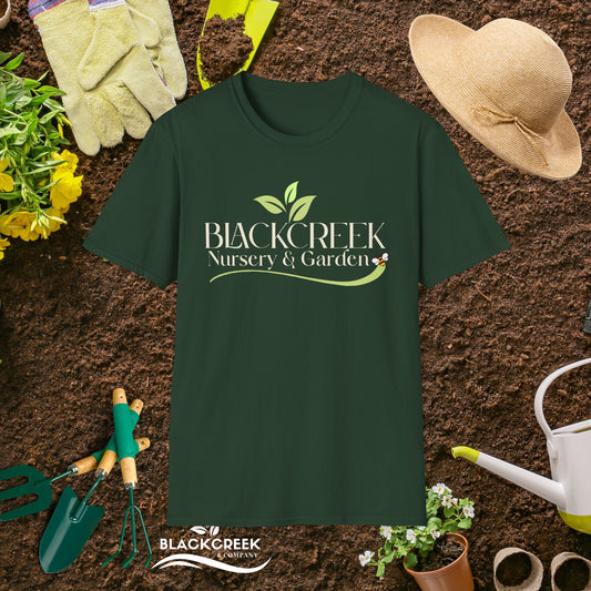 Black Creek Nursery T-Shirt, Gardening Tee, Nature Lover Gift, Unisex Softstyle Top, Eco-Friendly Apparel, Plant Lover Shirt